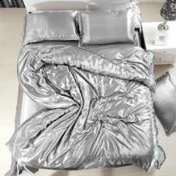 Summer Satin Bedding Set Comforter Bedding Set Duvet Cover Bed Sheet Pillow Quilt Cover Single/Double/Queen Size Quilted - Felagro.com