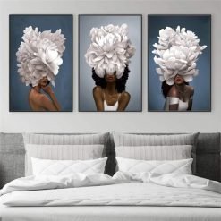 Elegant Flowers Feathers Woman Wall Art - Felagro.com