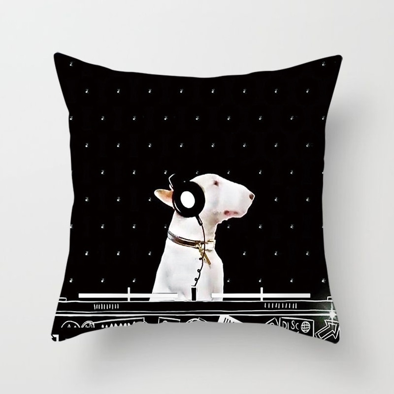 Cartoon Bull Terrier Series Pillow Gift Home Office Decoration Pillow Bedroom Sofa Car Cushion Cover Funda de almohada