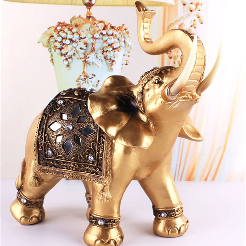 Golden Resin Elephant Statue Gudja