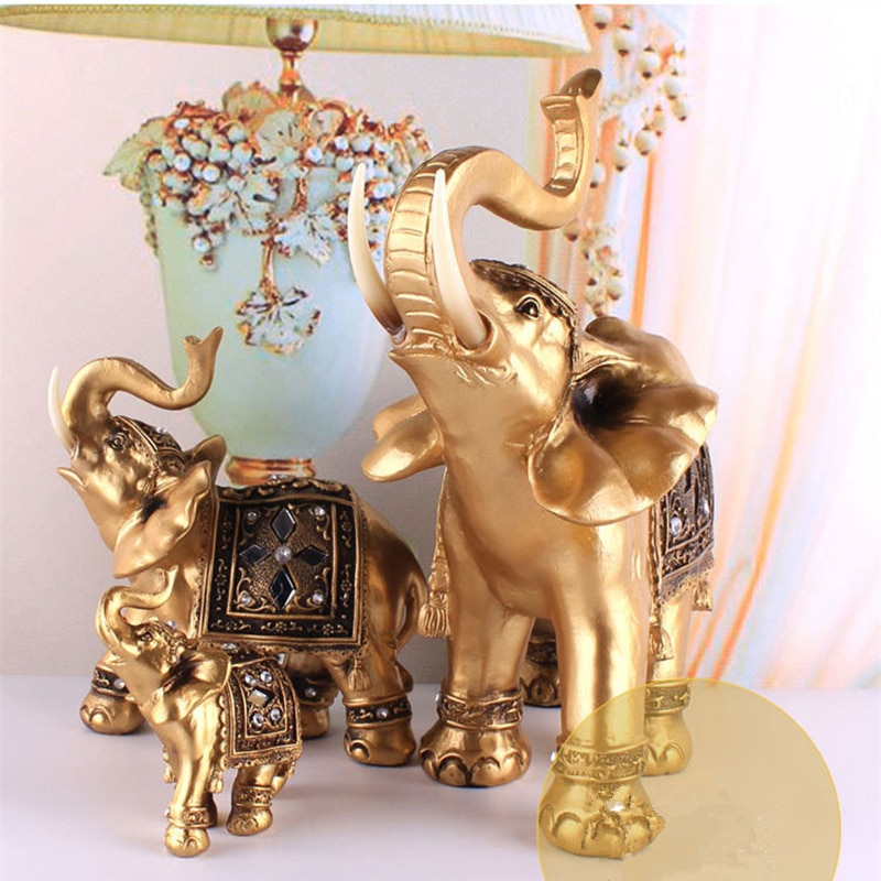 Golden Resin Elephant Statue Gudja