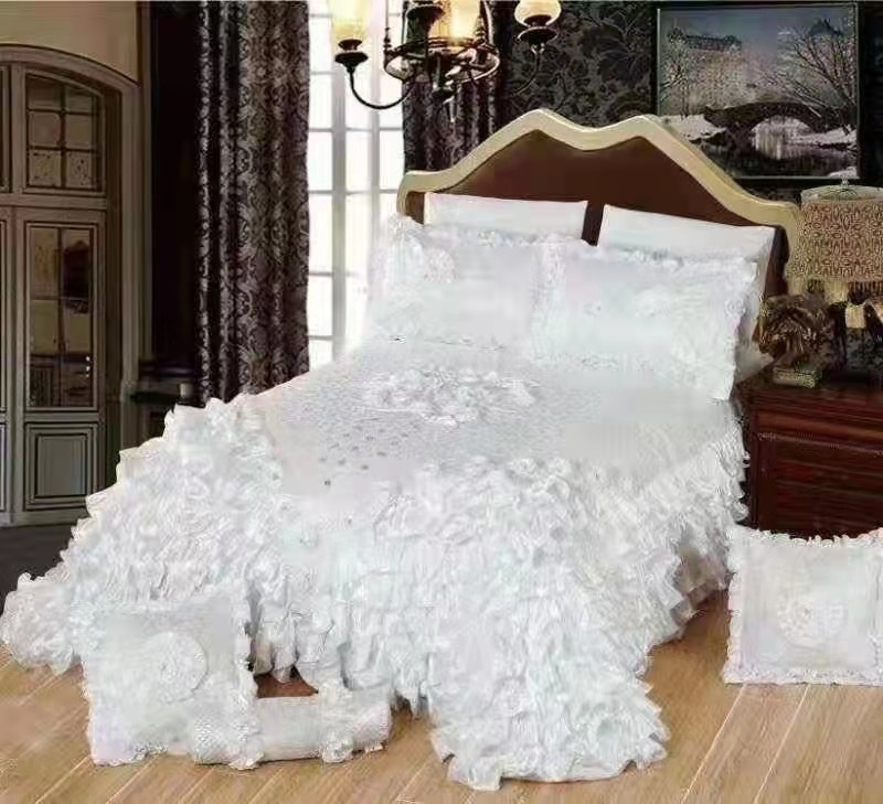 Wedding Lace Bedspread Bed Cover Set Barbara
