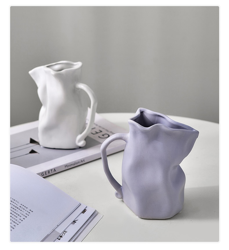 Luxury Nordic Pleated Ceramic Vase Home Sarin