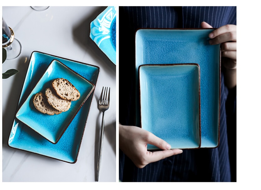 Porcelain Blue Dinner Plates Presanella
